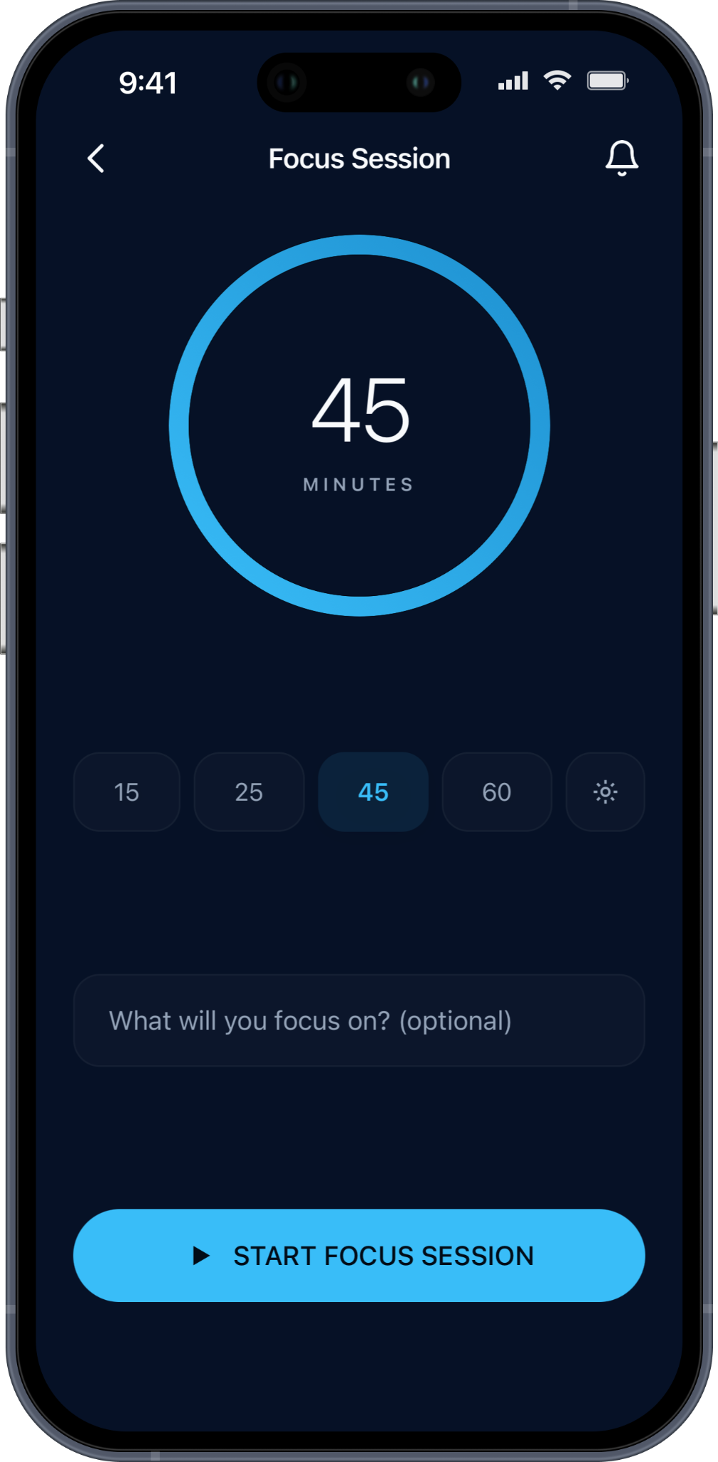 DAYFACTOR Focus Session screen